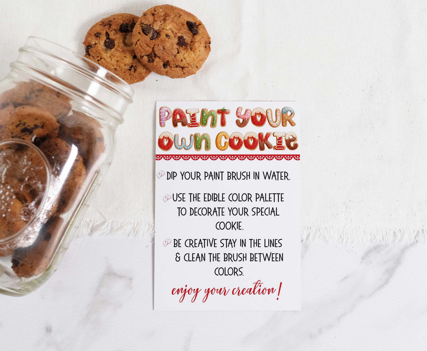 Paint your own Cookie Instructions | Valentines Printable Cards - 119