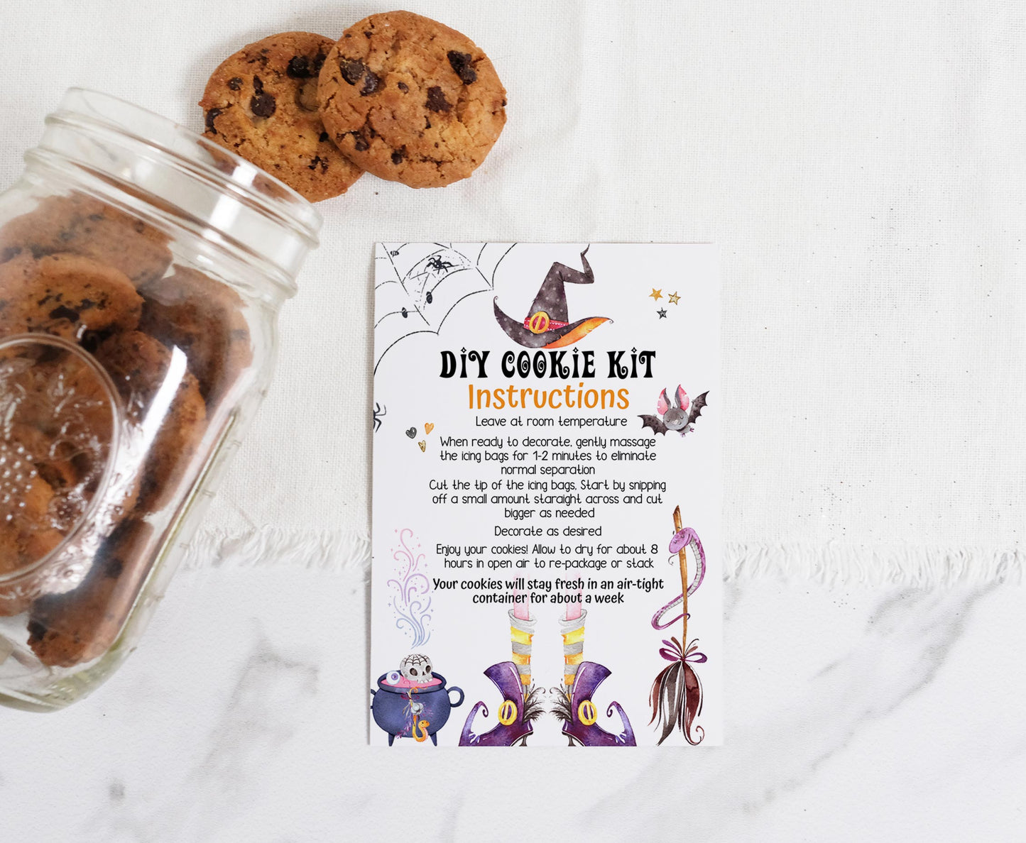 Editable DIY Cookie Kit Instructions Card | Halloween Printable Cards - 115