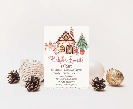 Baking spirits bright invitation | Editable Christmas party invite - 112E