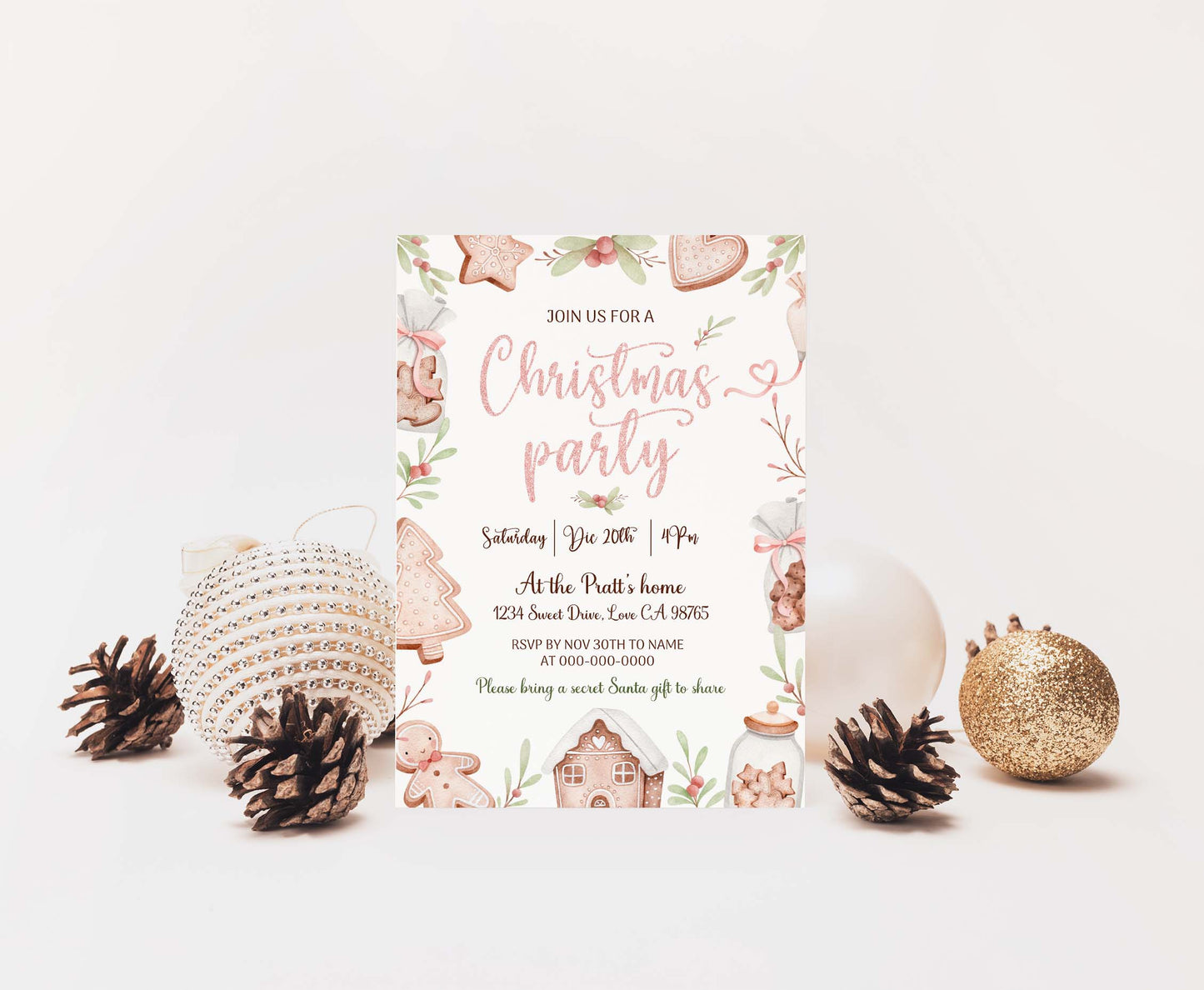 Christmas party invitation | Editable Holiday party invite - 112B