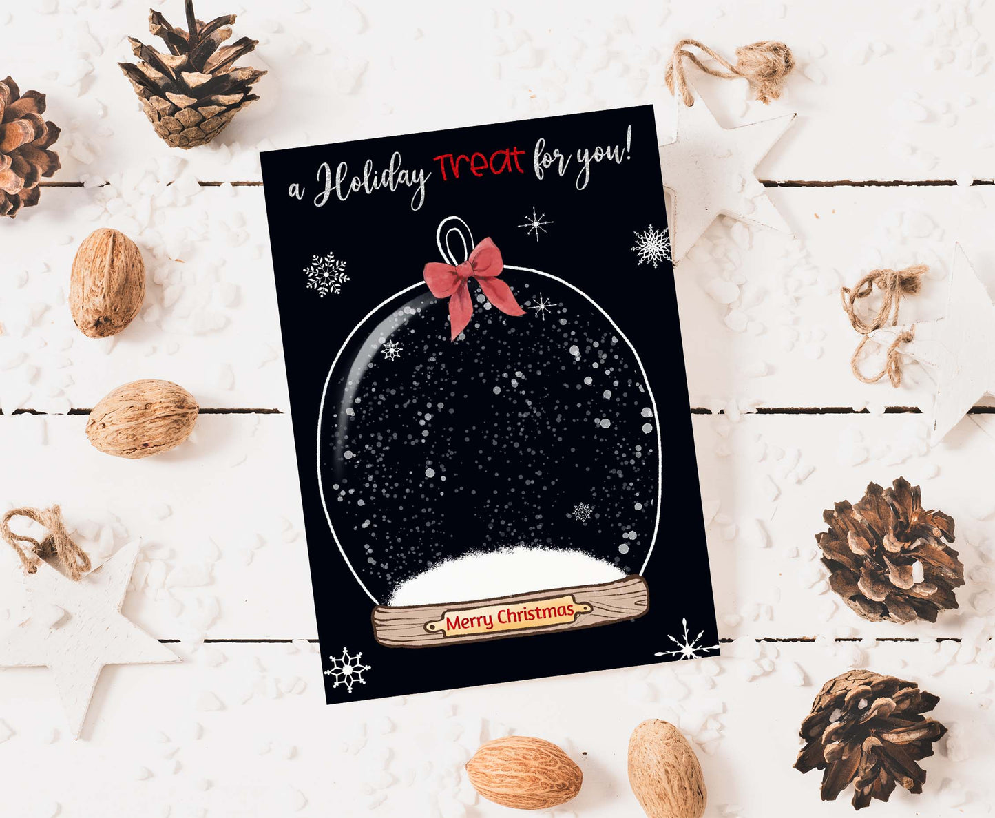 A holiday Treat for you Snow Globe cookie Card | Christmas Printable Cards - 112
