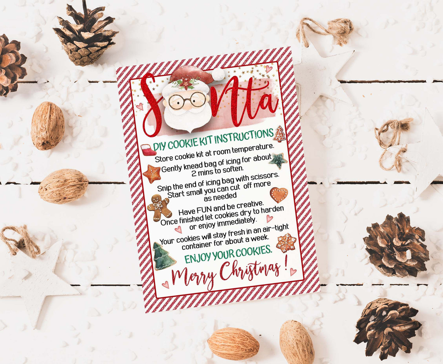 Editable Santa DIY Cookie Kit Instructions Card | Christmas Printable Cards - 112