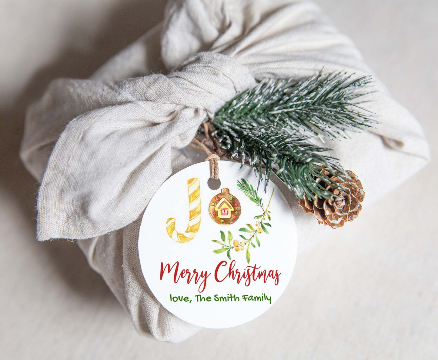 Joy Merry Christmas Sweet 2"x2" Tag | Editable Merry Christmas Gift Tag - 112