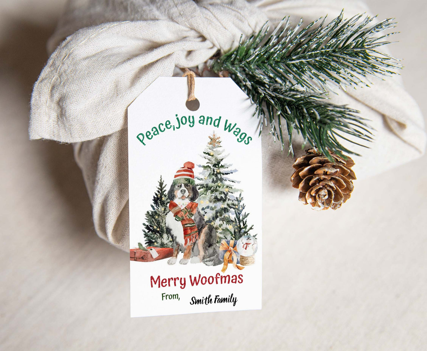 Editable Merry Woofmas Thank You Tags | Christmas Dog Favor Tags - 112