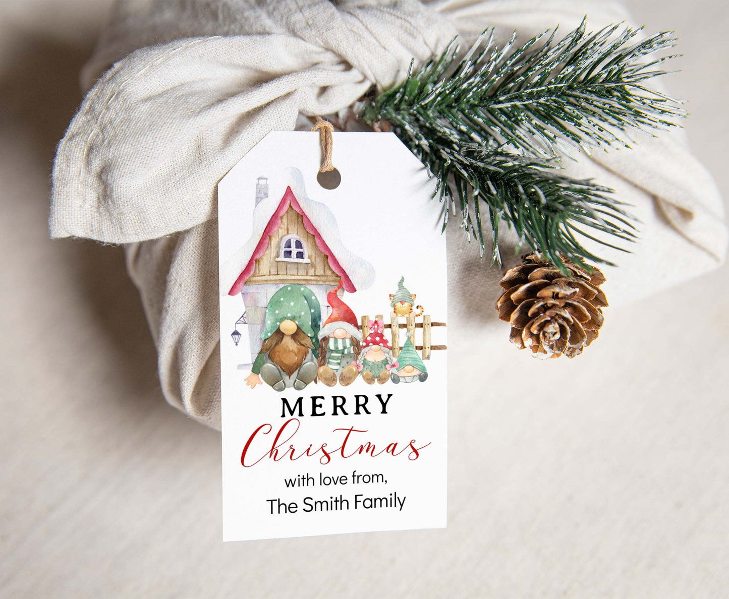 Christmas Gnome Tags | Editable Christmas Gift Tag - 112