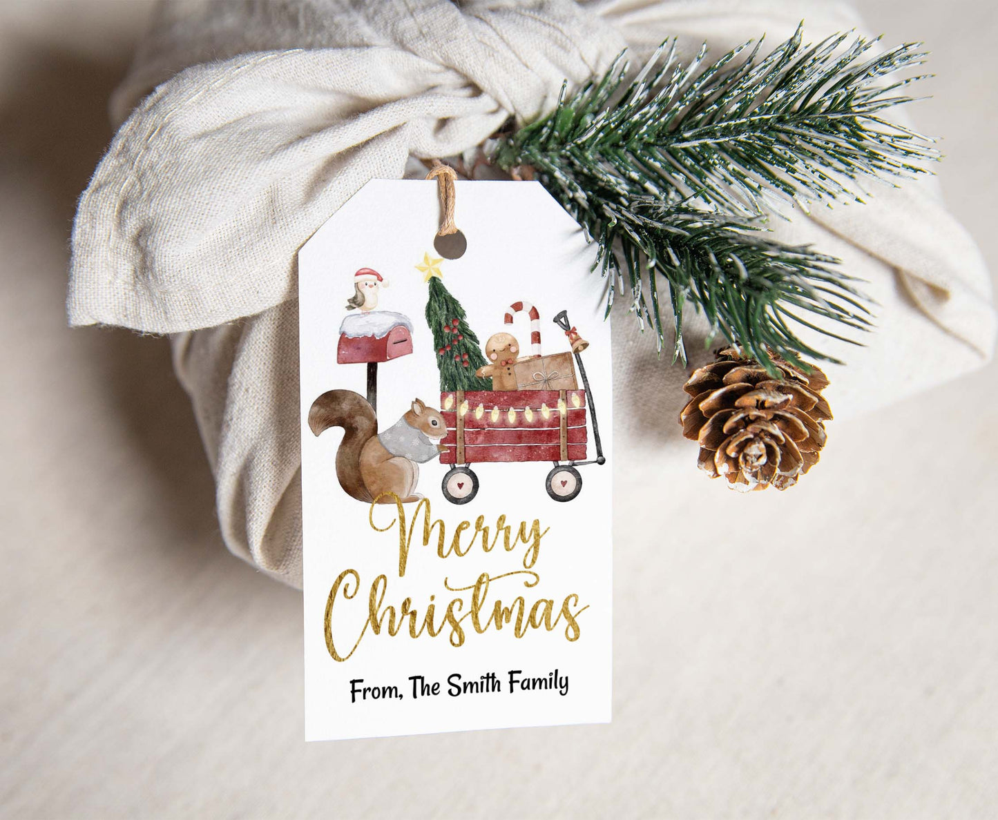 Editable Merry Christmas Tags | Squirrel Christmas Gif Tags - 112