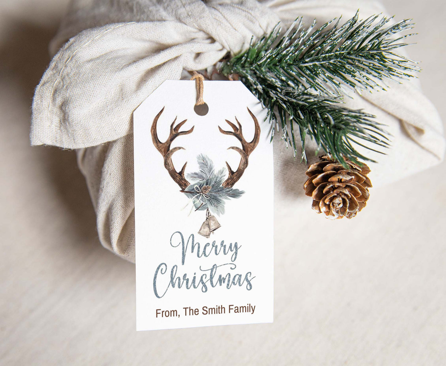 Editable Antler Gift Tags | Merry Christmas Tags