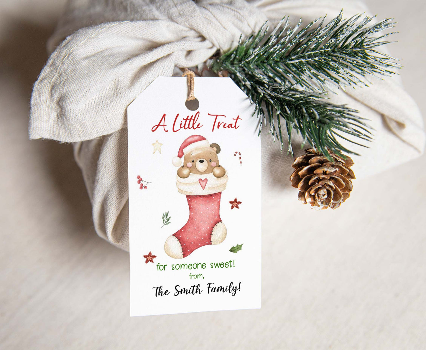 A Little Treat for someone sweet Tags | Editable Bear Christmas Favor Tag - 112