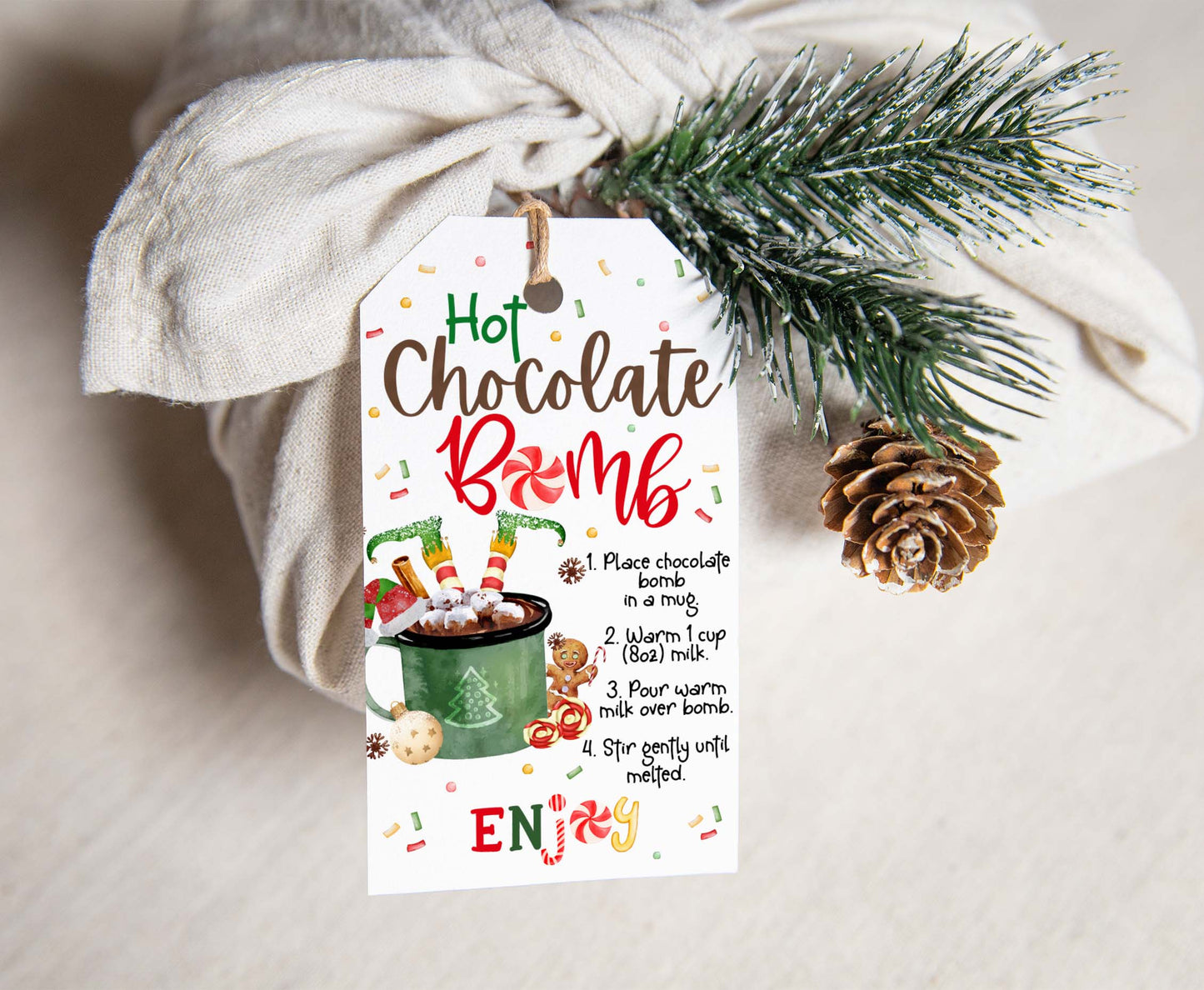 Elf hot chocolate bomb Tags | Christmas Hot Chocolate Bomb Instructions Favor Tags - 112