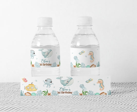 Editable Under the Sea Water Labels | Ocean Birthday Party Decorations- 44A