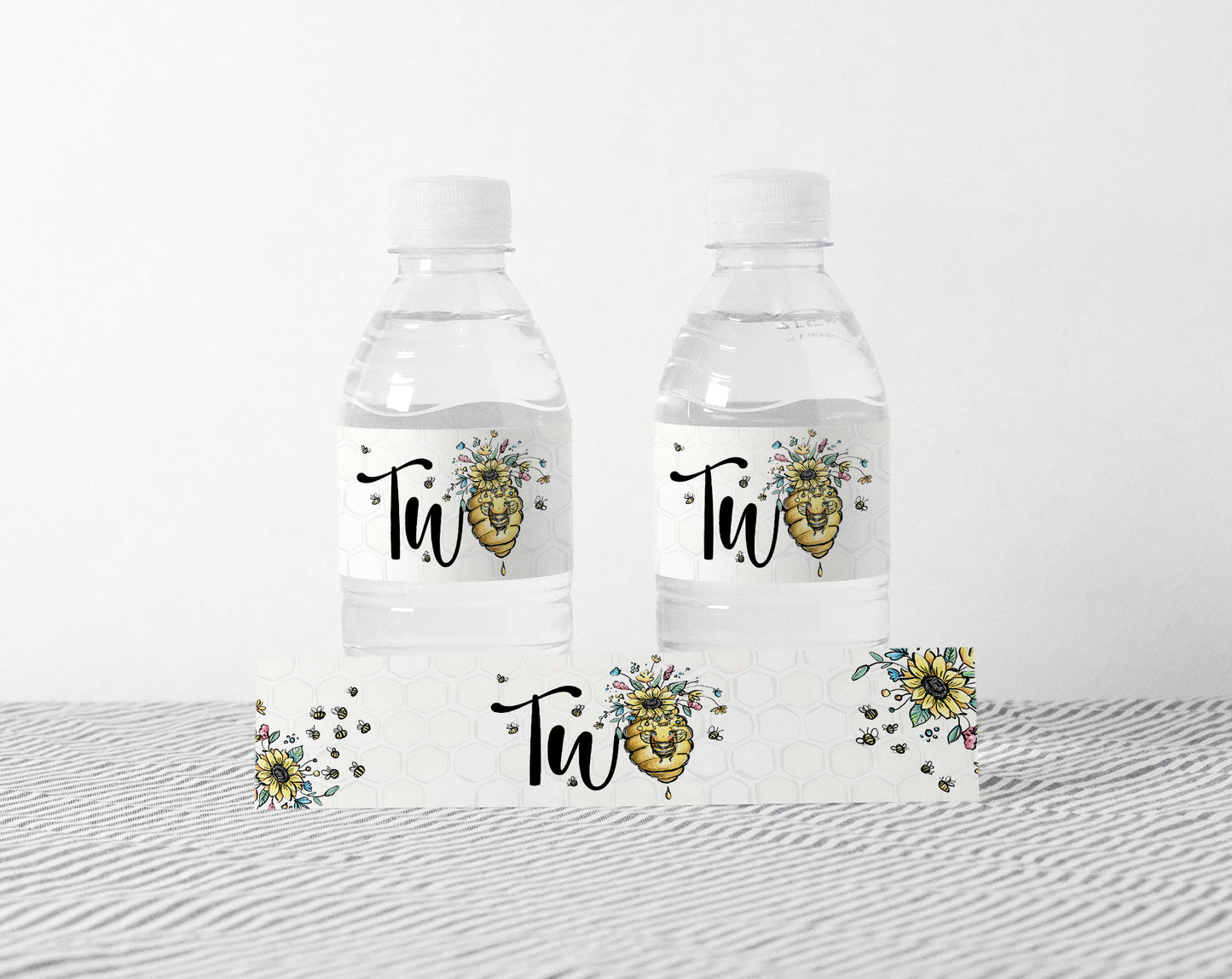 Bee 2nd Birthday Water Bottle Labels | Bumble Bee Theme Party - 61A