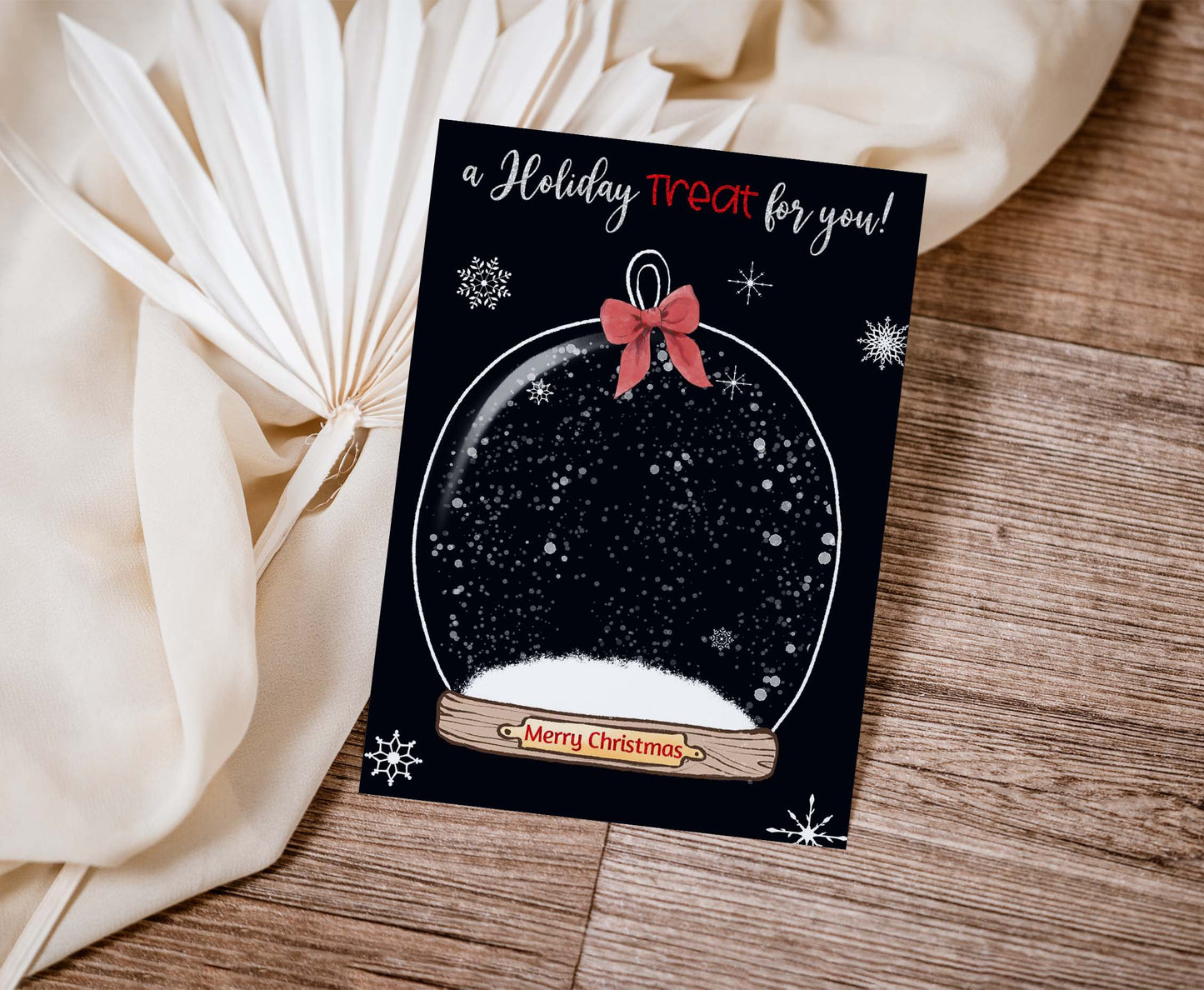 A holiday Treat for you Snow Globe cookie Card | Christmas Printable Cards - 112