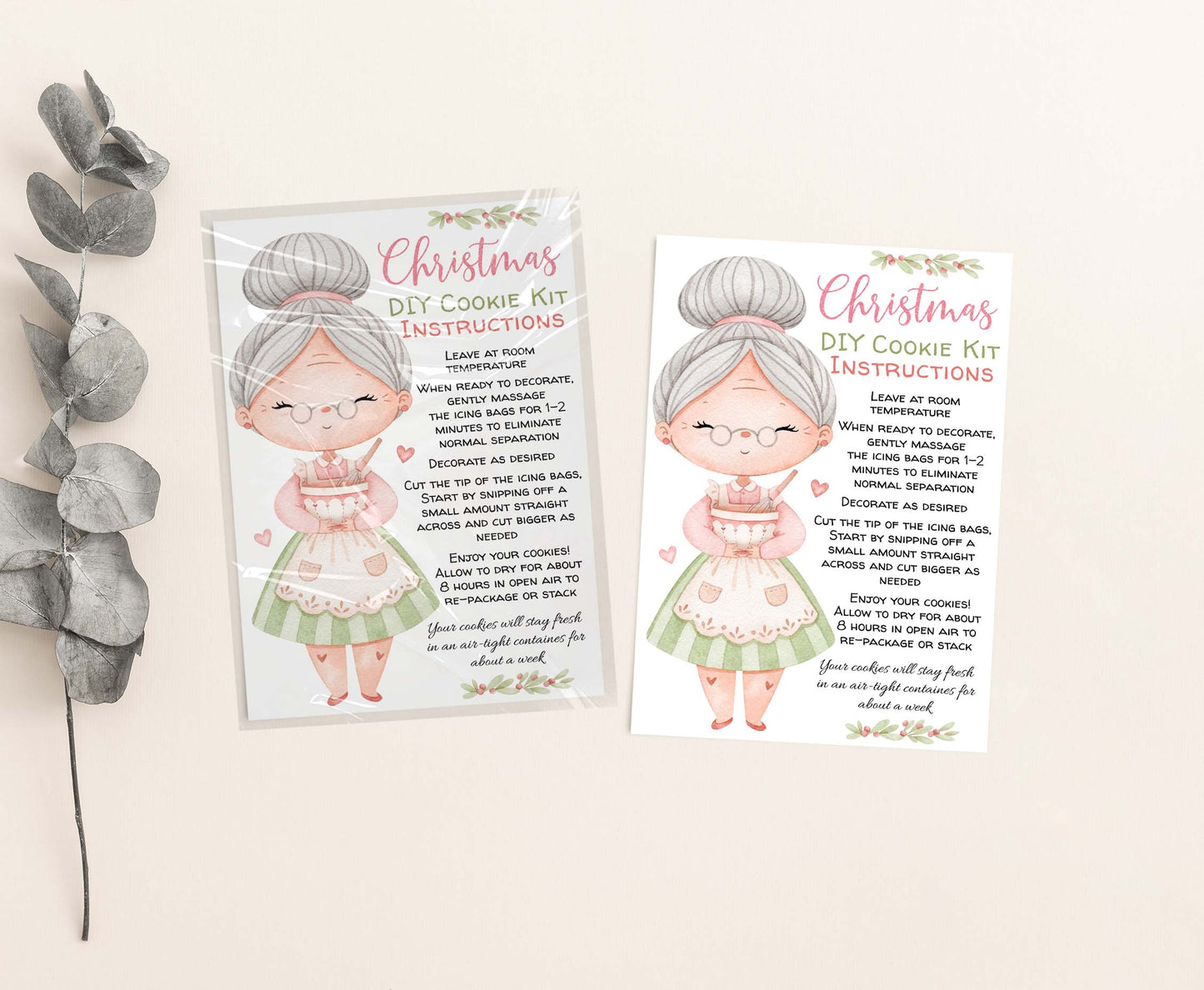 Editable Mrs claus DIY Cookie Kit Instructions Card | North Pole Cookie co card- 112