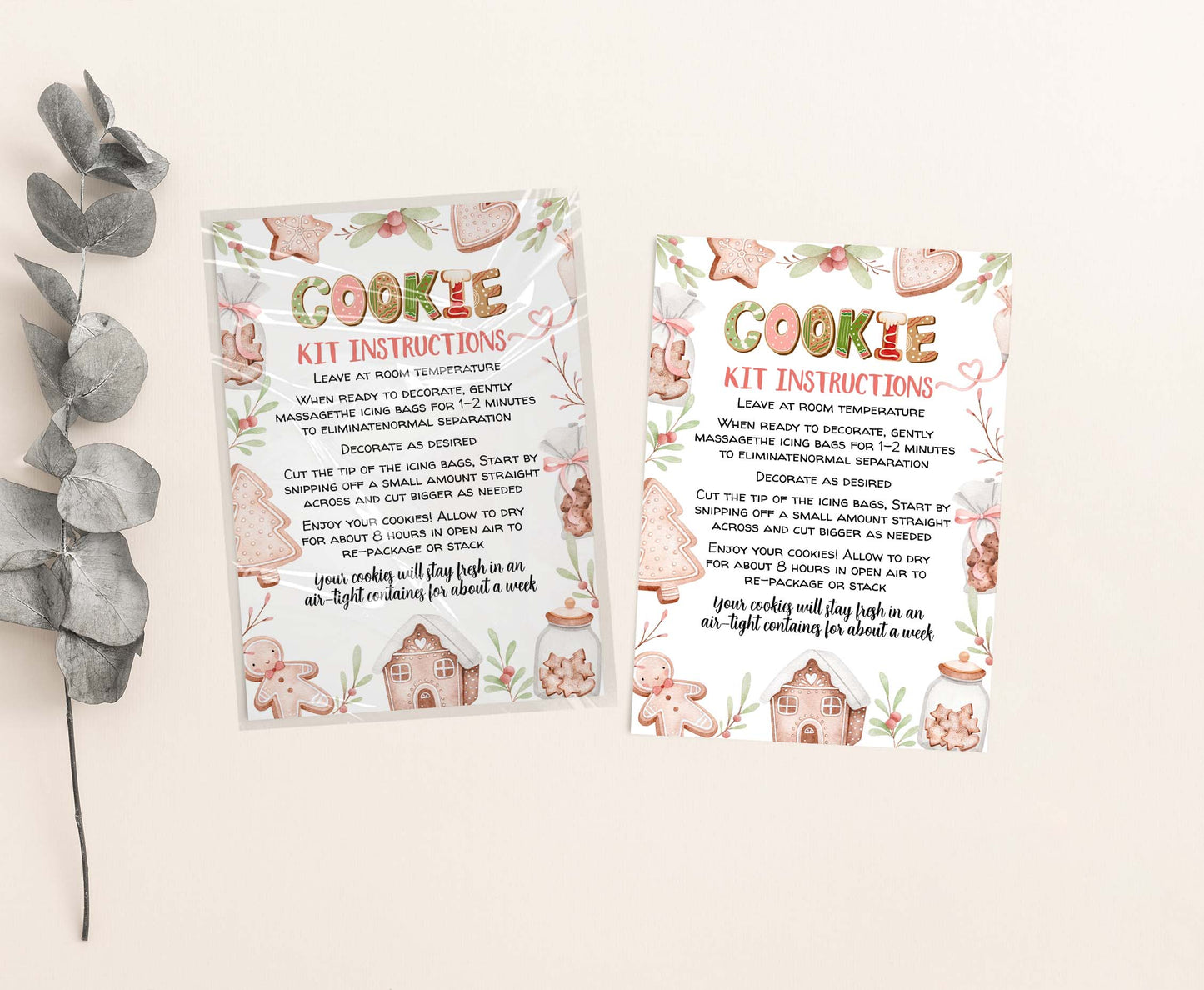 Editable Cookie Kit Instructions Card | Christmas DIY Cookie KIT card- 112