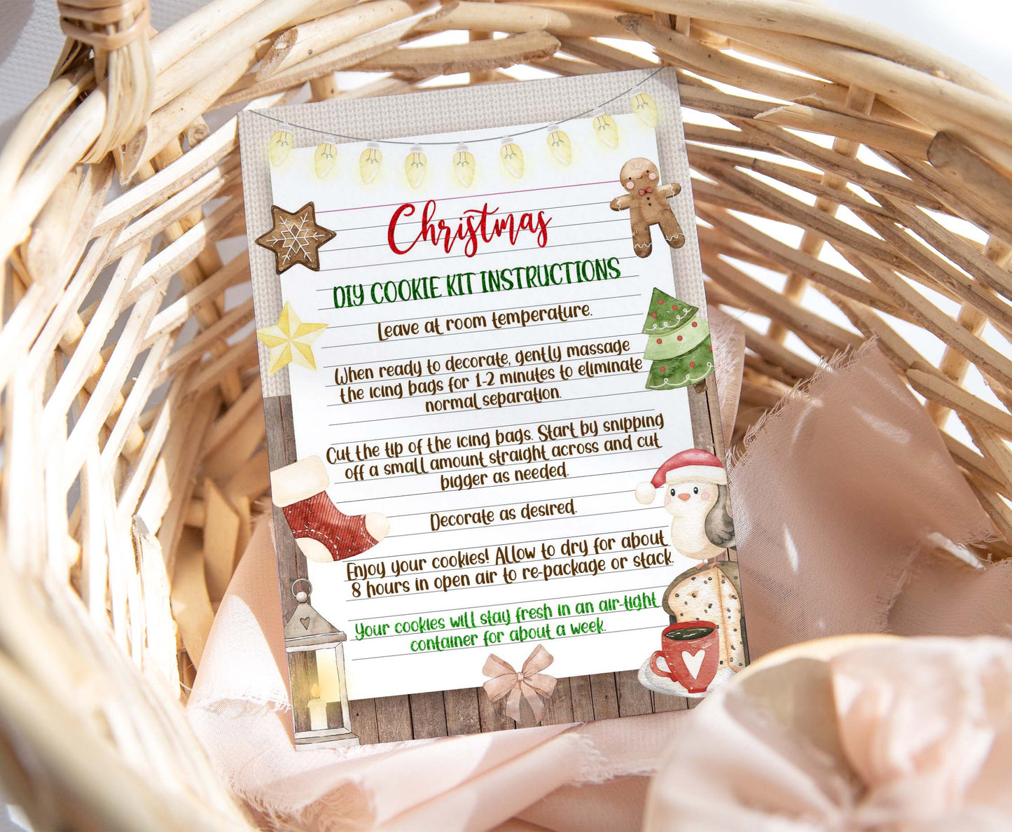Diy Cookie Kit Instructions Card | Merry Christmas Printable Cards - 112