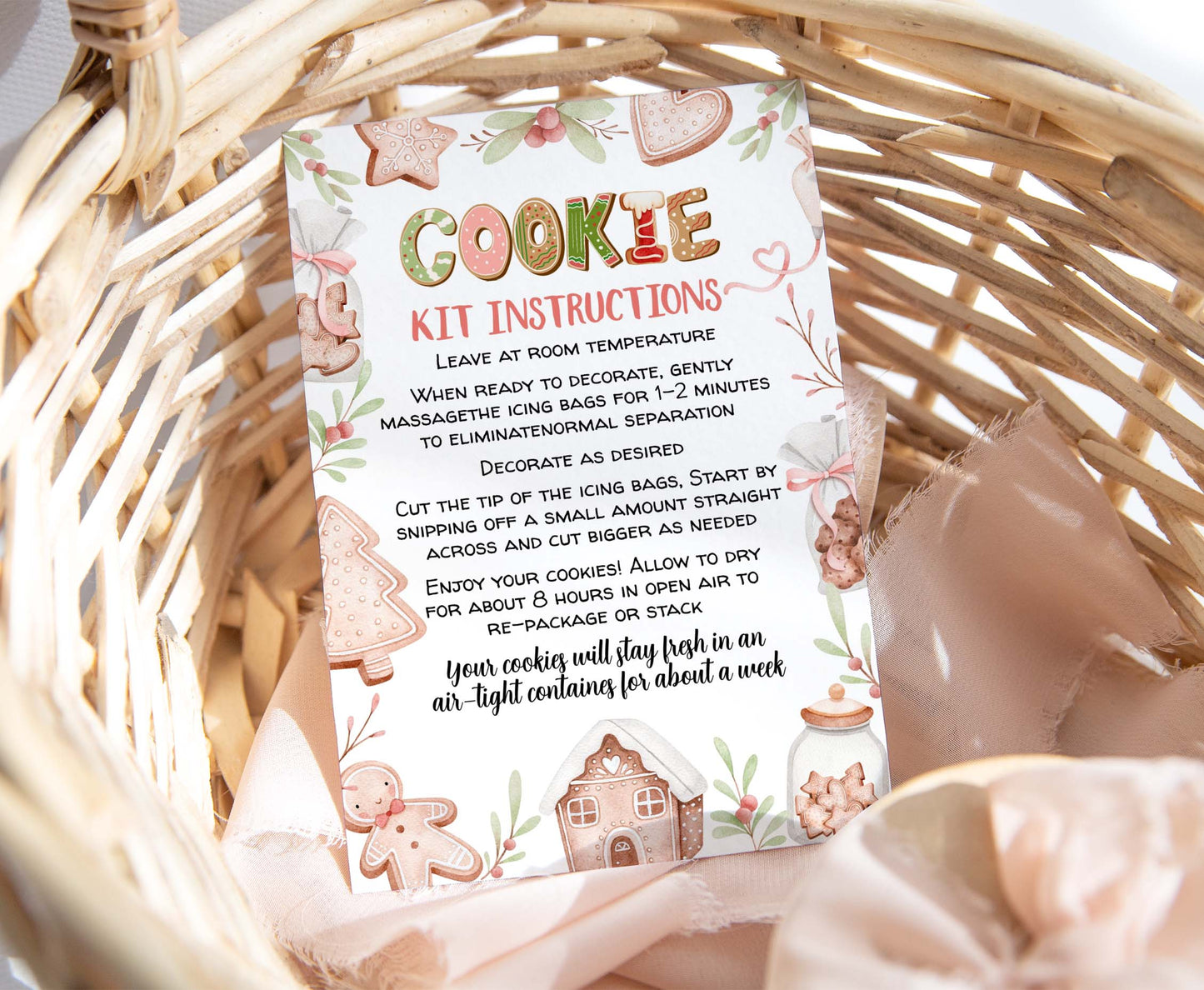 Editable Cookie Kit Instructions Card | Christmas DIY Cookie KIT card- 112