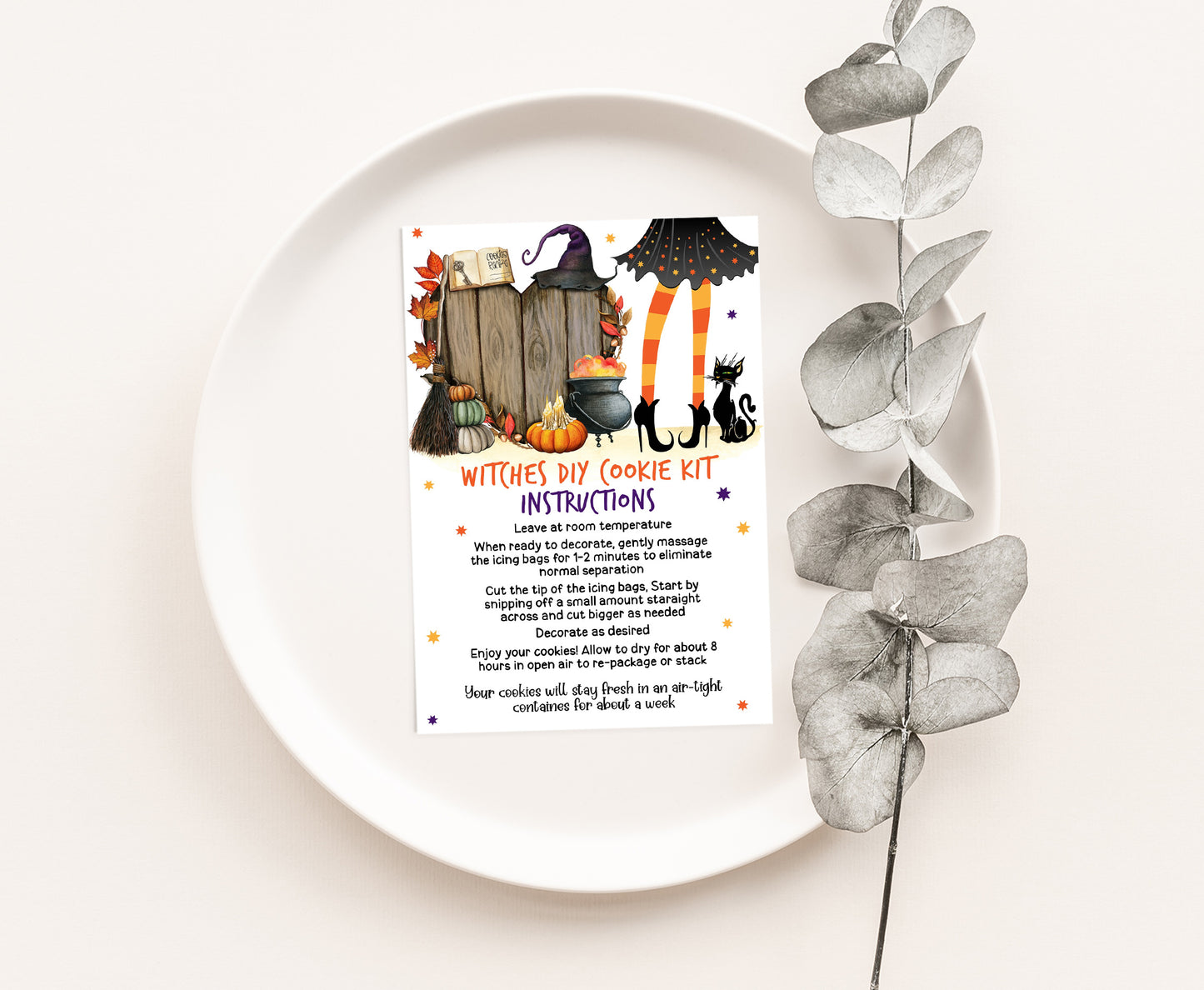 Witches Diy Cookie Kit Instructions Card | Halloween Printable Cards - 115