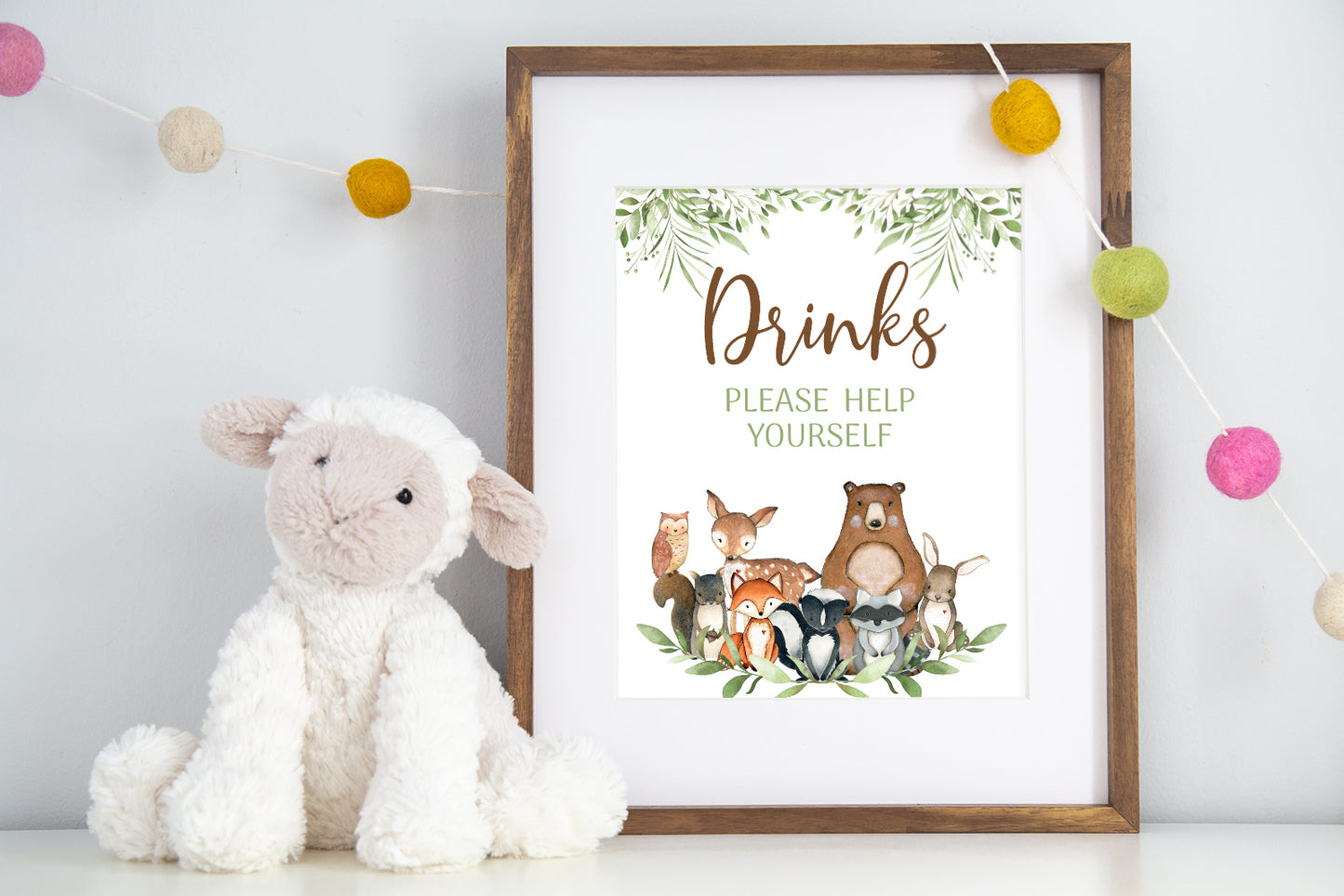 Woodland Drinks Sign | Forest Animals Party Decorations - 47J0
