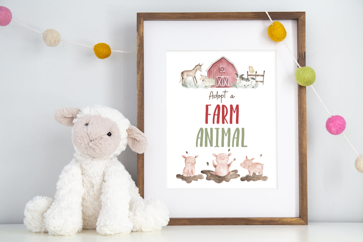 Adopt a Farm Animal Sign | Boy Farm Party Decorations - 11B