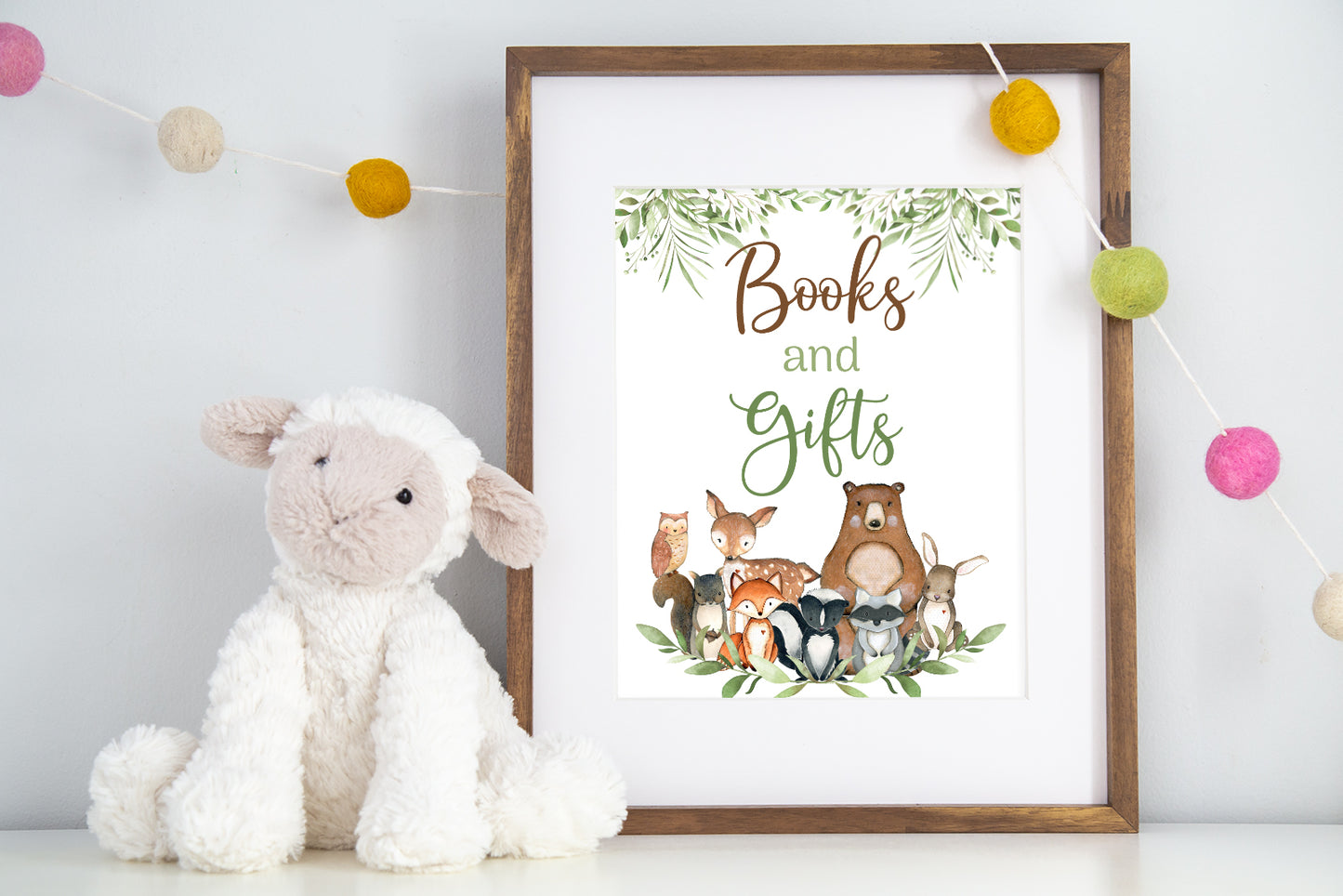 Woodland Books and Gifts Sign | Forest Animals Baby Shower Decorations - 47J0