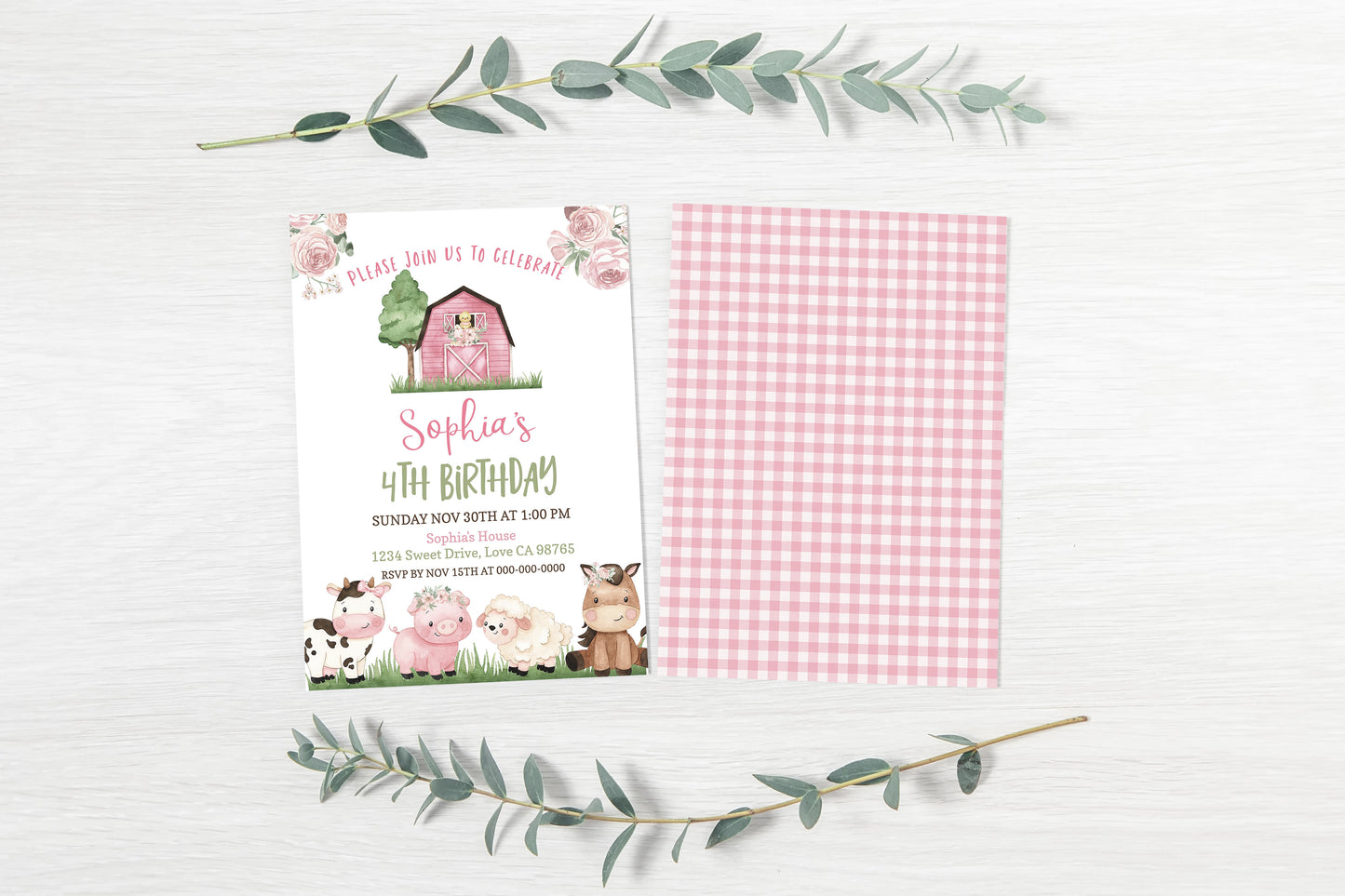 Farm Birthday Invitation Girl | Editable Barnyard Girl Party Invite - 11A