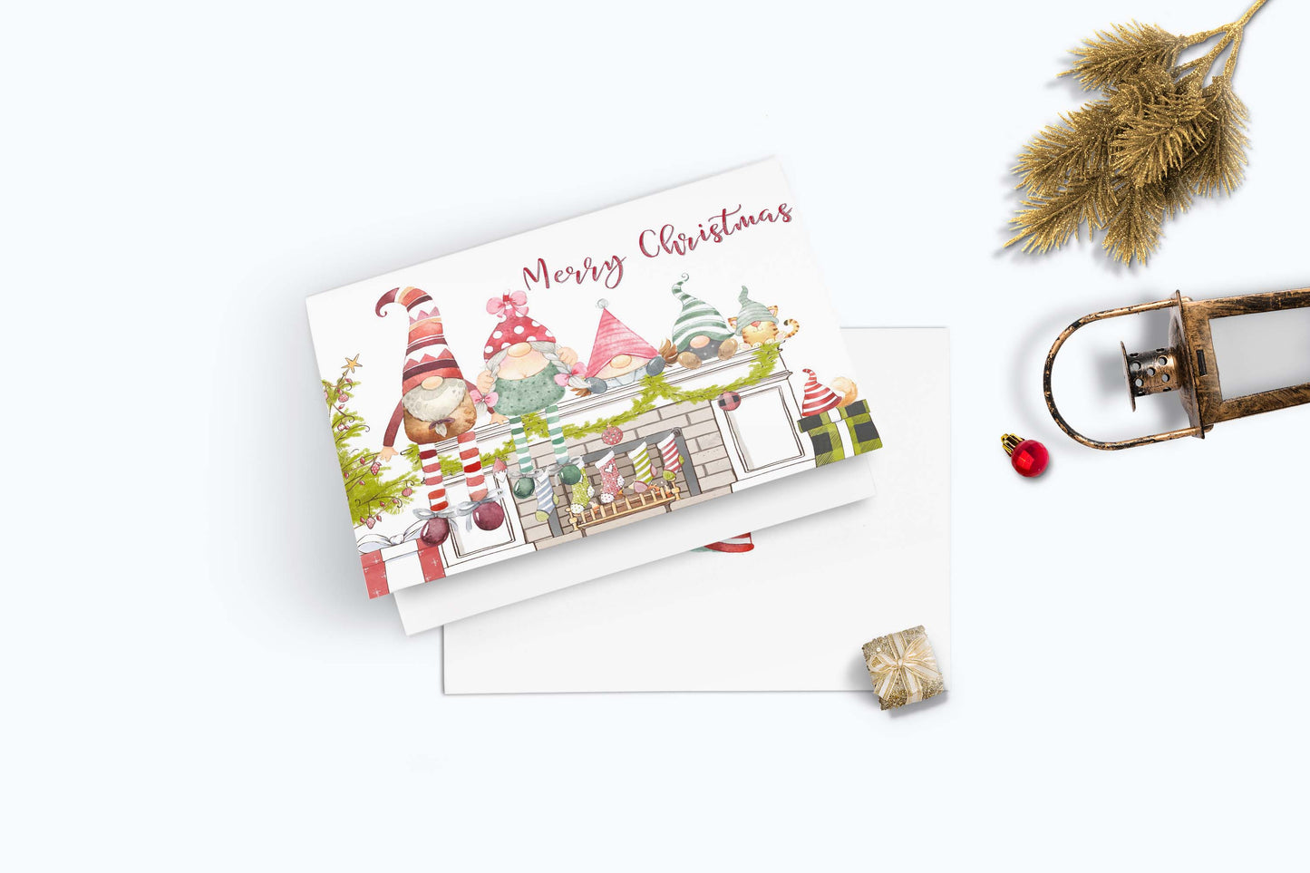 Merry Christmas Card | Gmomes Christmas Greeting 7x5 Folded card - Blank inside -112