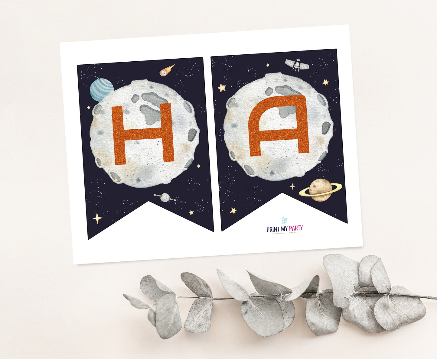 Space Happy Birthday Banner | Astronaut Printable Party Decorations - 39C