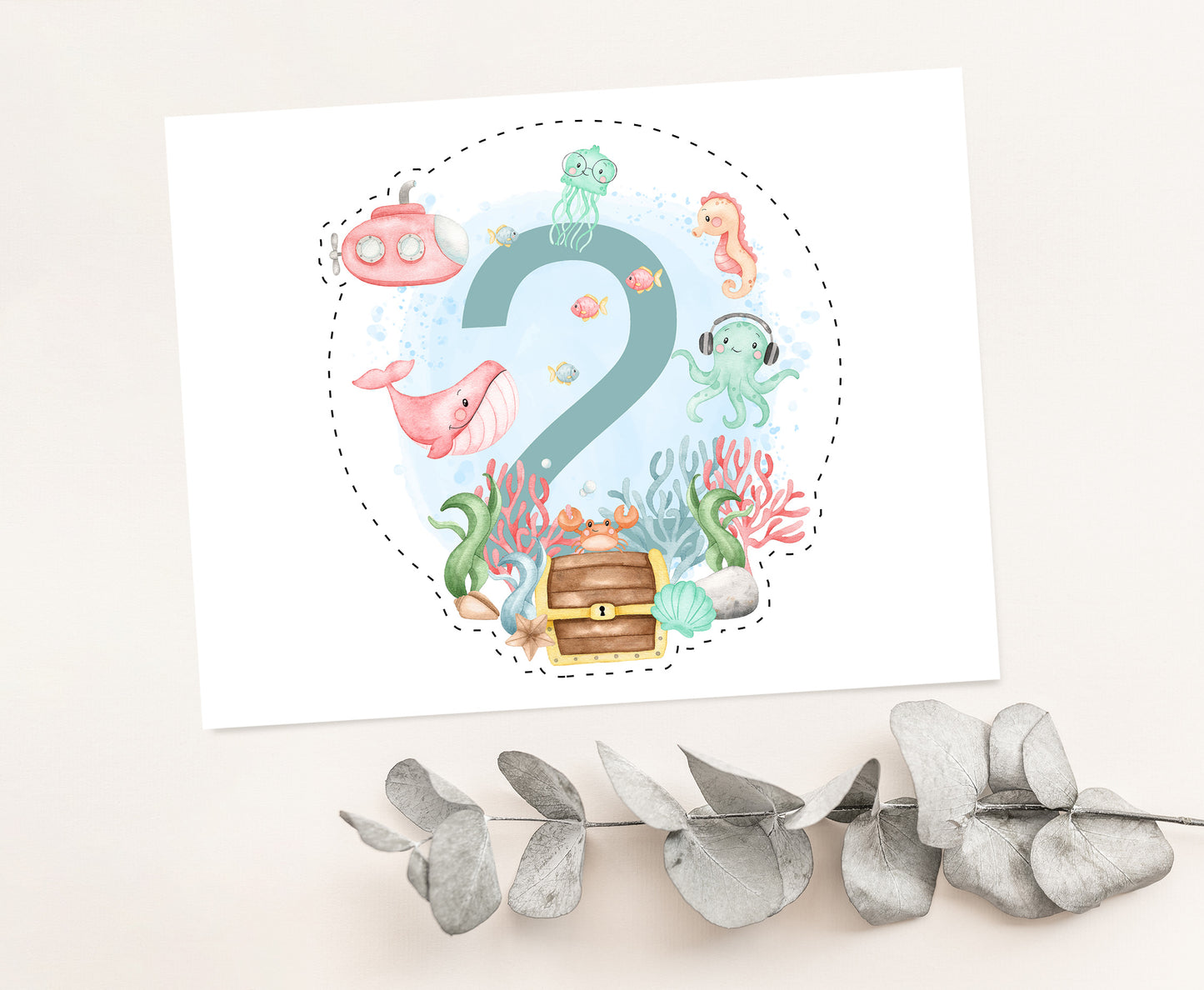Girl Under the Sea 2nd Birthday Cake topper | Sea Decorations - 44A