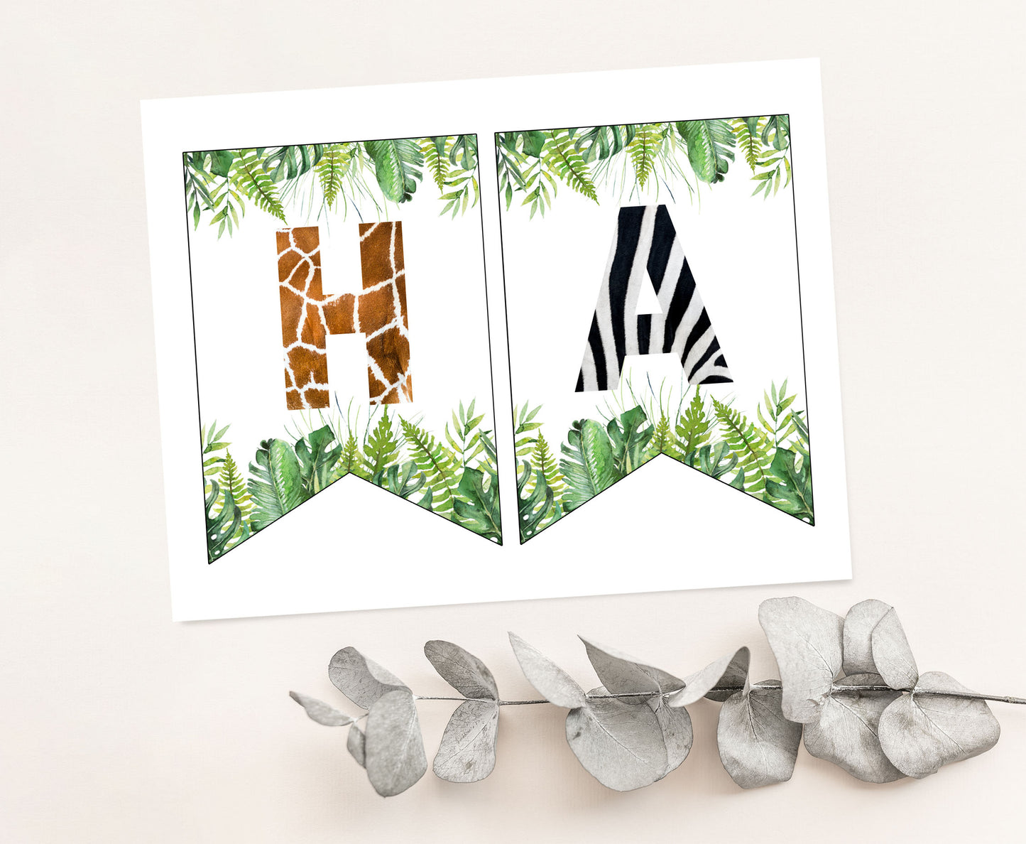 Animal Print Birthday Banner | Jungle Theme Printable Party Decorations - 35H