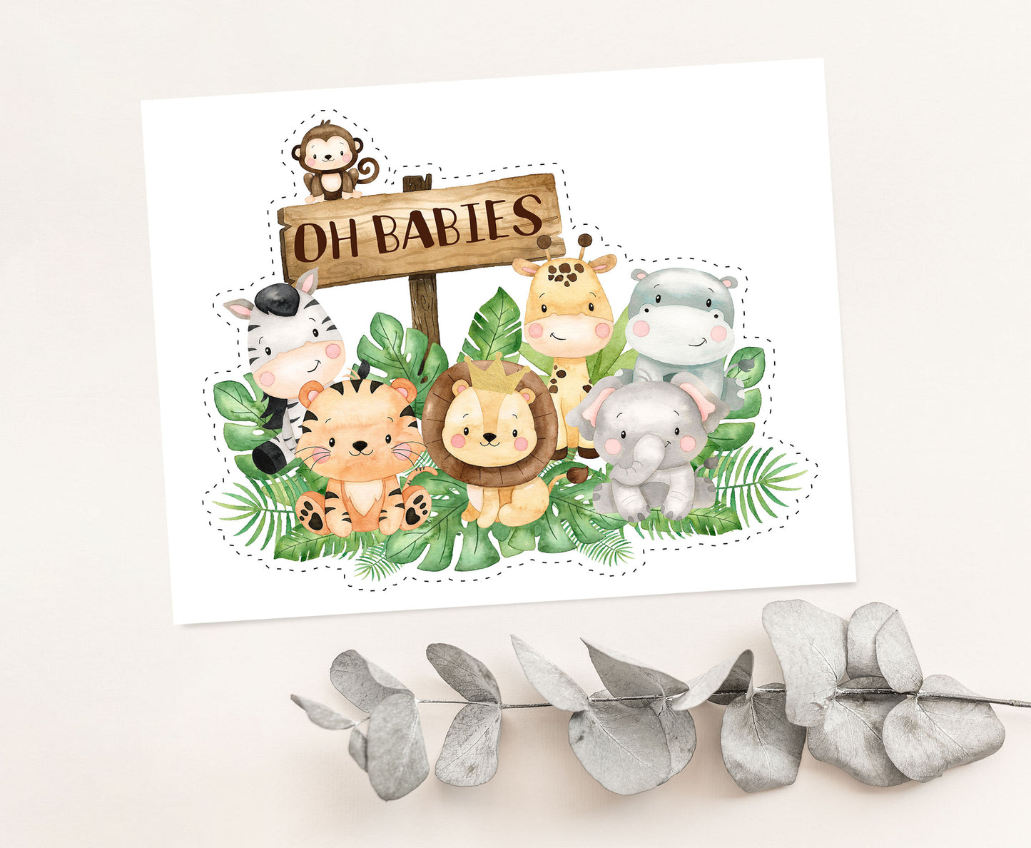 Oh Babies Safari Cake topper | Jungle Twins Baby Shower Decorations - 35E