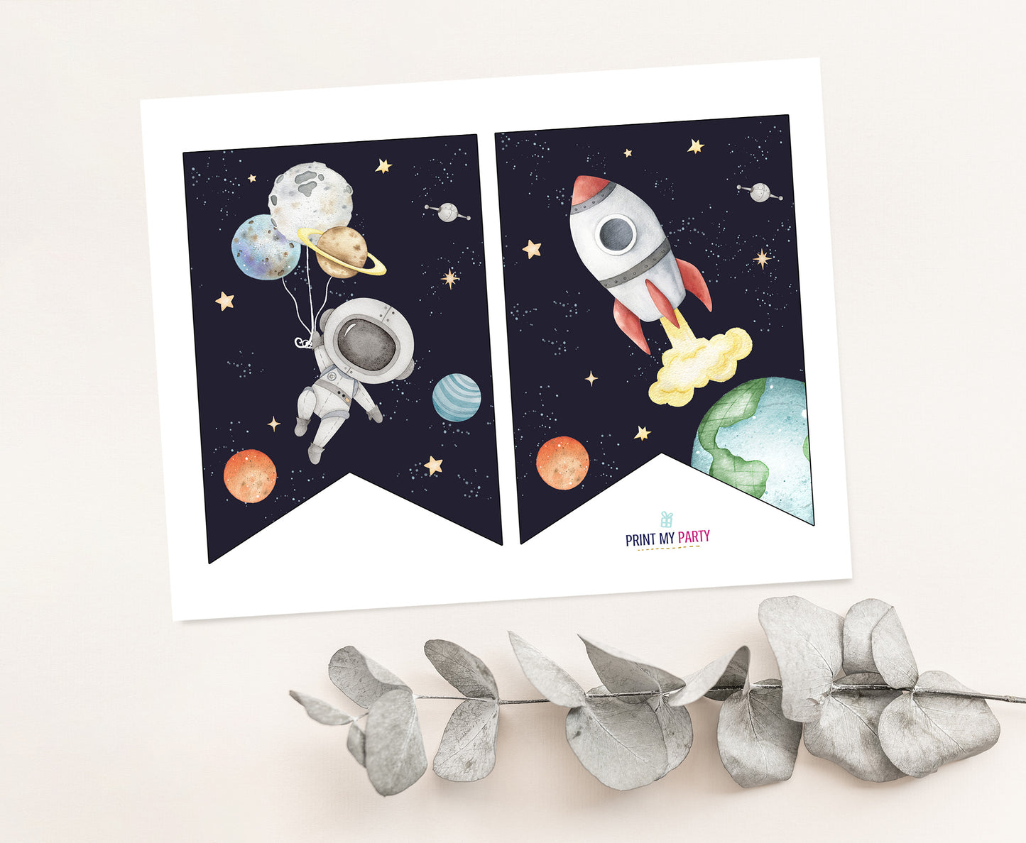 Space ONE Banner High Chair | Astronaut 1st Birthday Party Decorations - 39C