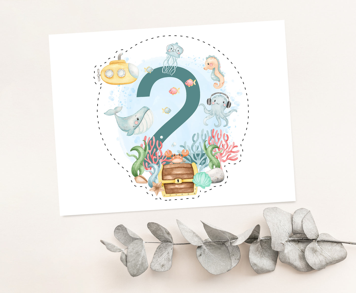 Under the Sea 2nd Birthday Cake topper | Sea Decorations - 44A