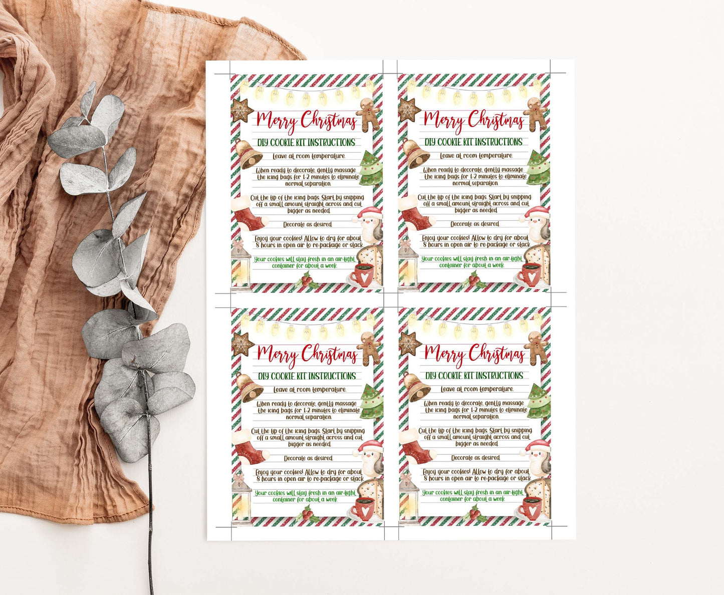 Diy Cookie Kit Instructions Card | Christmas Printable Cards - 112