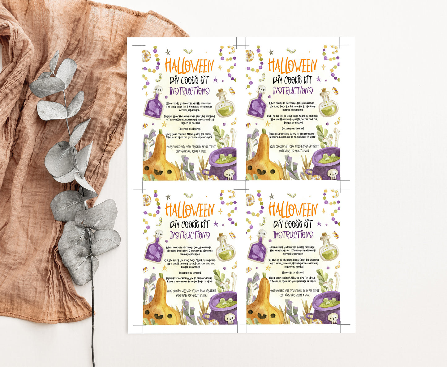 DIY Cookie Kit Instructions Cookie Card  |Halloween Printable Cards - 115