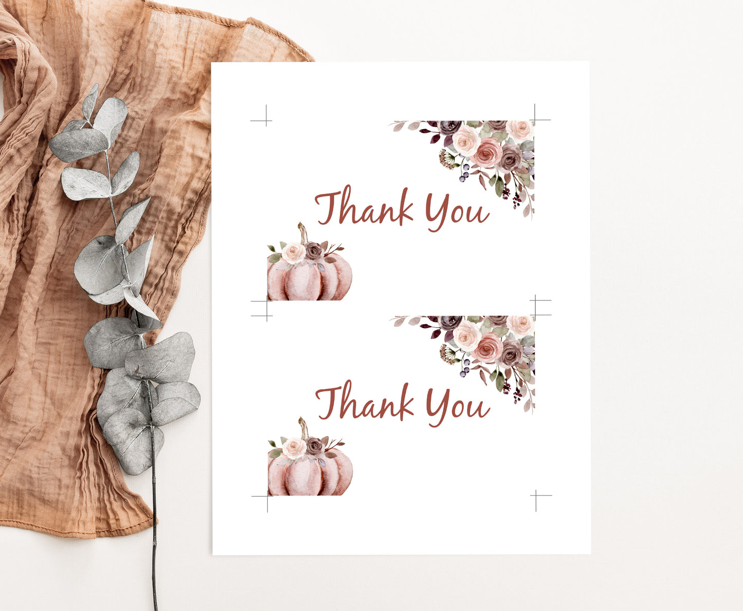 Fall Thank You Card |  Pumpkin Party Printables  - 30I