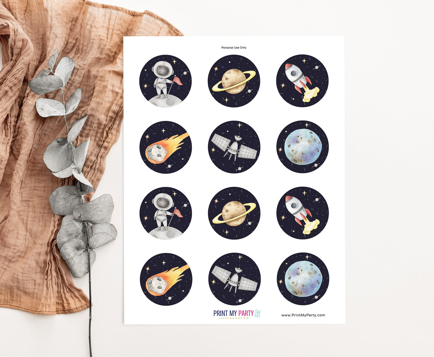 Space Cupcake Toppers | Astronaut Themed Birthday Cupcake Picks - 39C