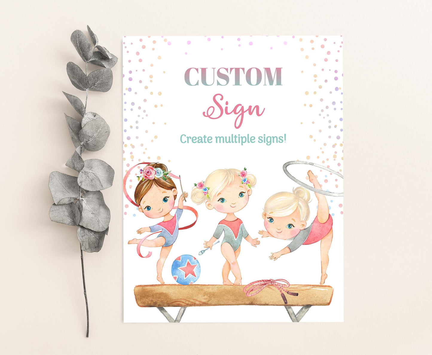 Custom Gymnastic Table Sign | Gymnastic Theme Party Decorations - 99A