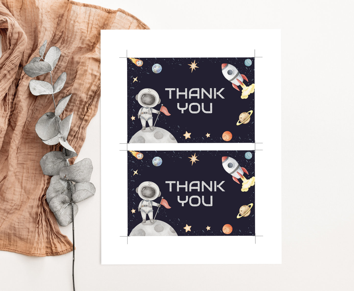 Space Thank You Card | Astronaut Party Printables  - 39C