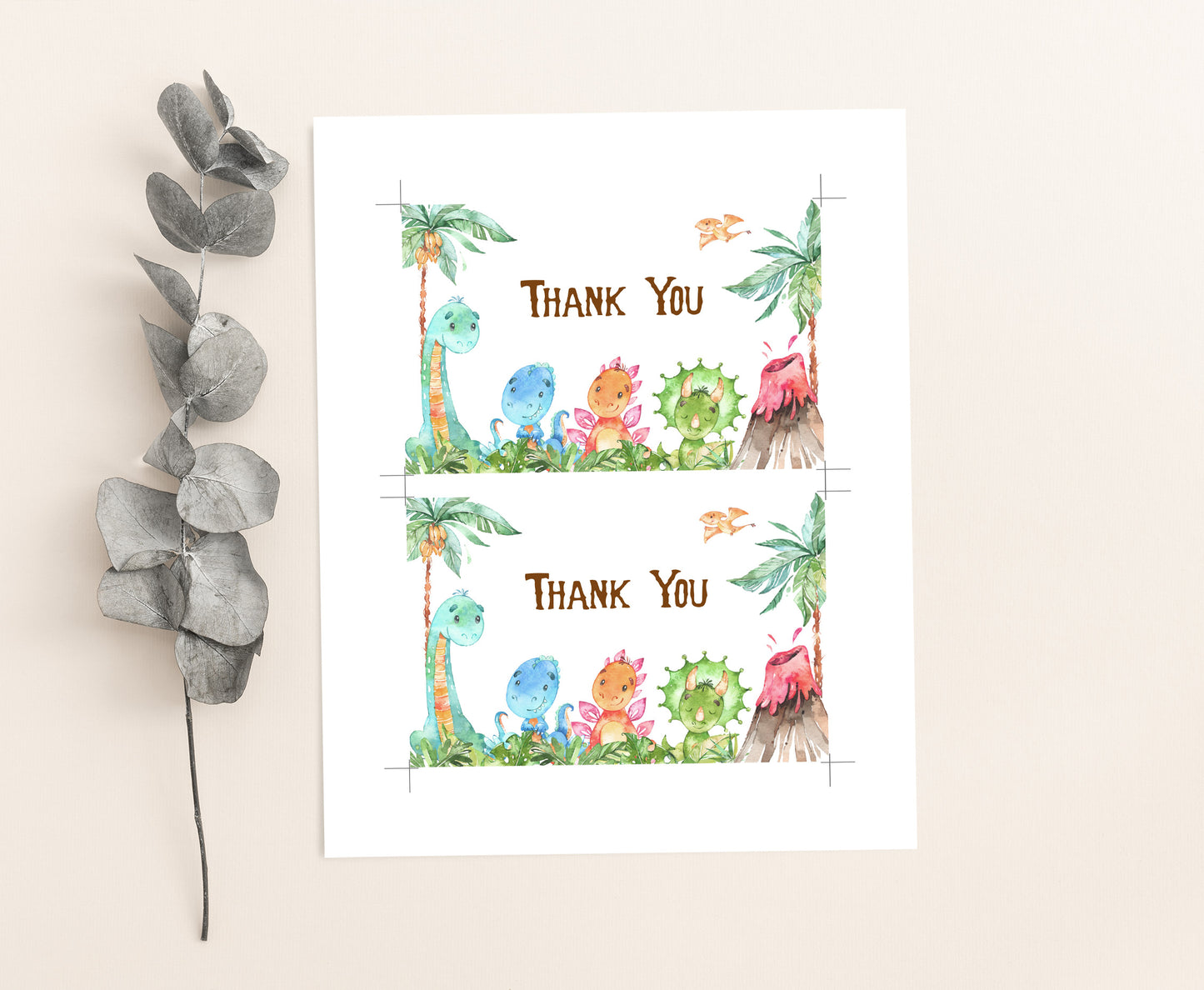 Dinosaur Thank You Card | Dinosaur Party Printable - 08A