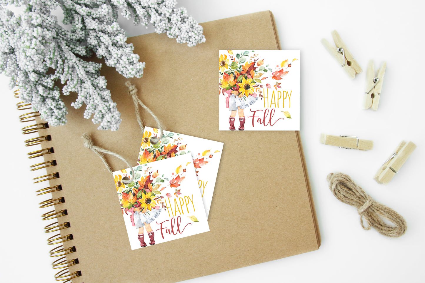 Happy Fall Square Tags | Fall Gift Tags - 30