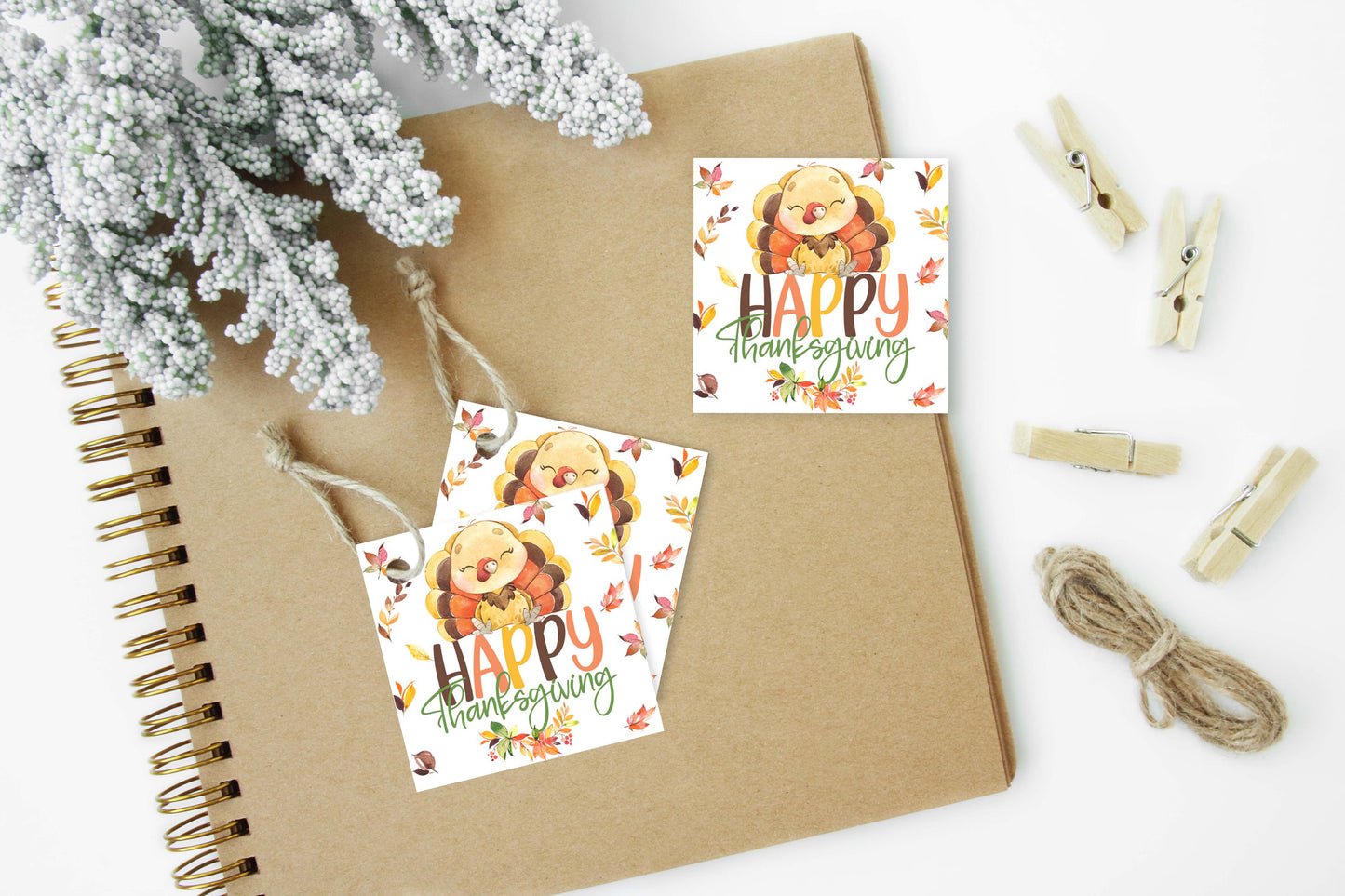 Happy Thanksgiving Tags 2"x2" | Fall Favor Tags - 118
