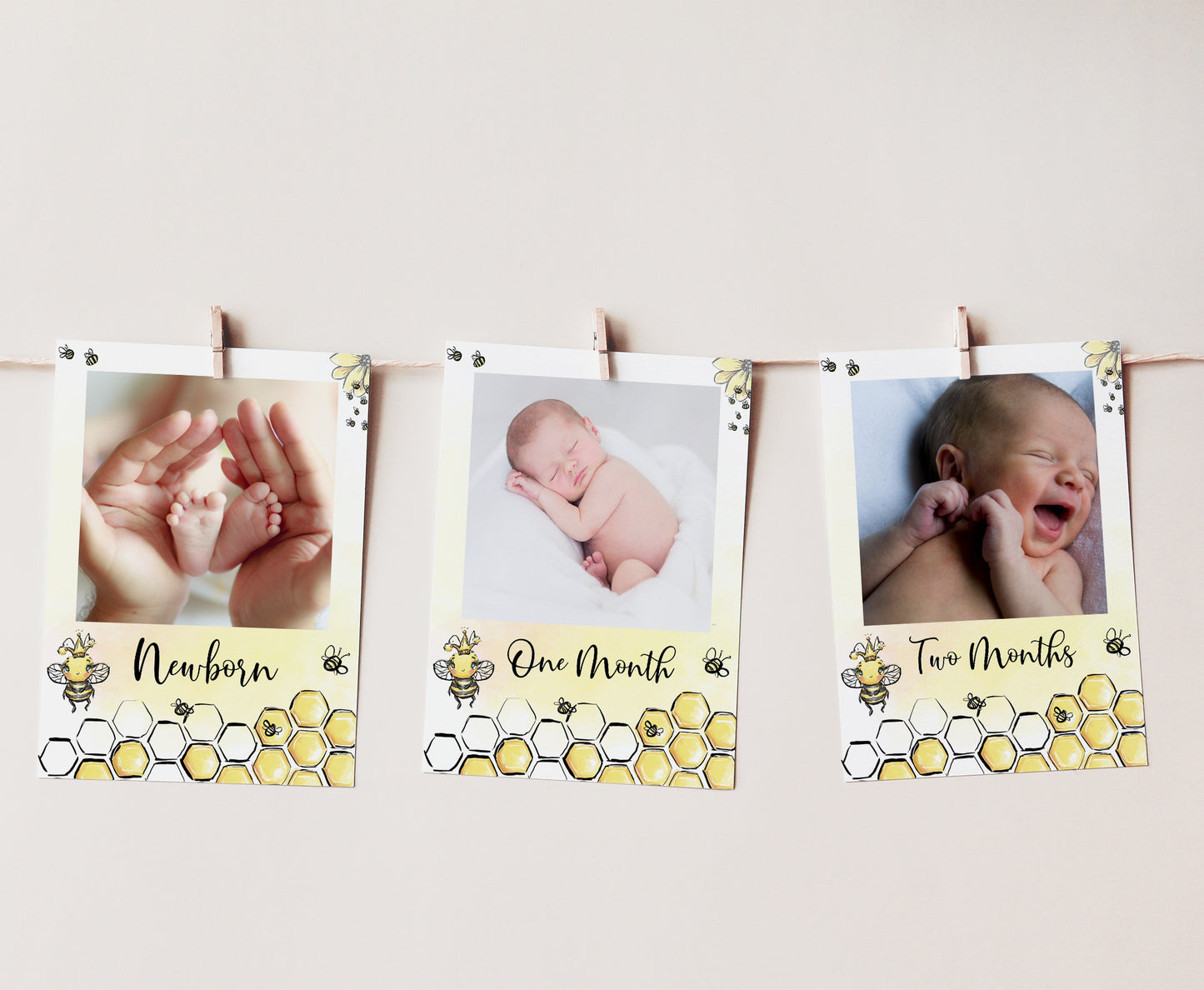 Editable Bee Monthly Photo Banner | Bumble Bee 1st Birthday Decorations - 61A