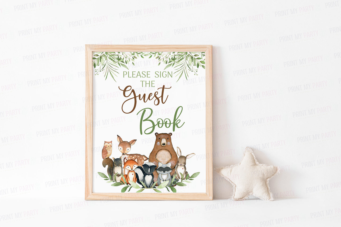 Woodland Guest Book Sign | Forest Animals Party Decorations - 47J0