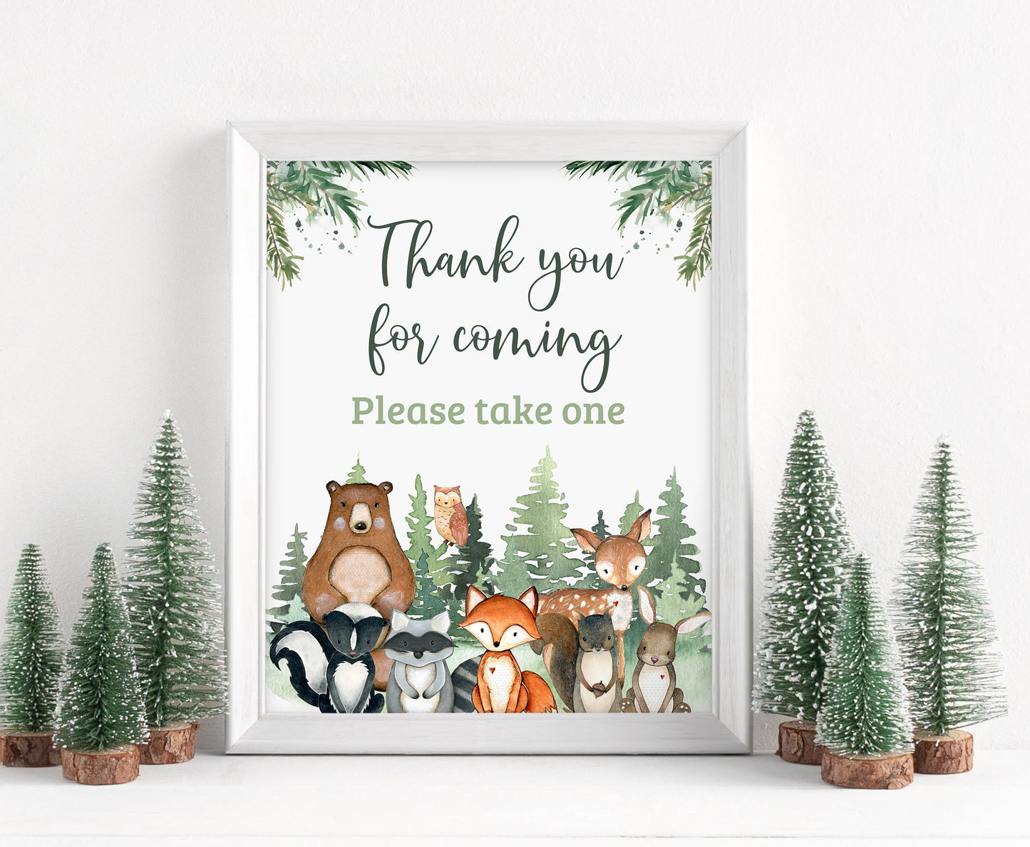 Woodland Thank You Sign | Forest Animals Party Table Decorations - 47J2