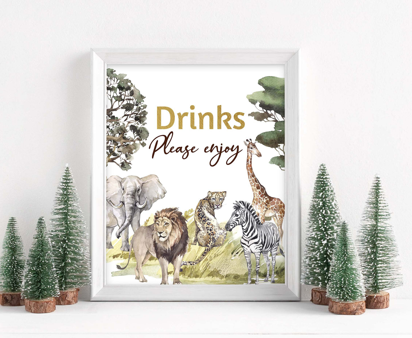 Safari Drinks please enjoy Sign | Jungle Themed Party Table Decorations - 35I