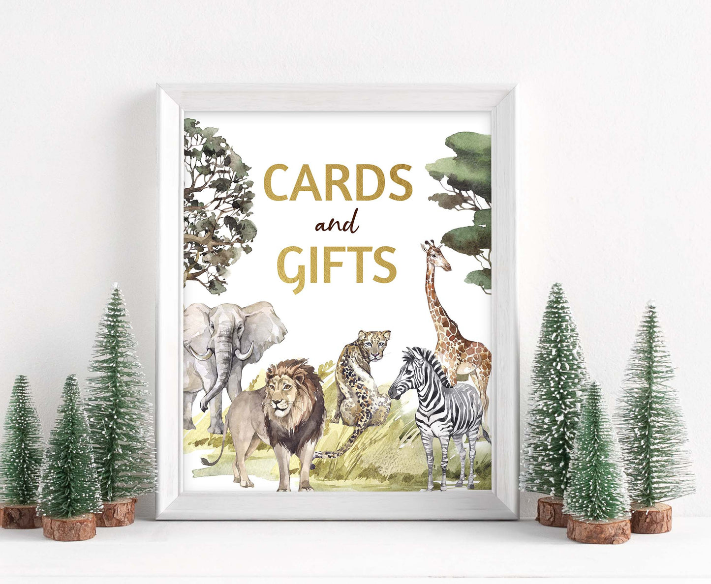 Safari Cards and Gifts Sign | Jungle Themed Party Table Decorations - 35I