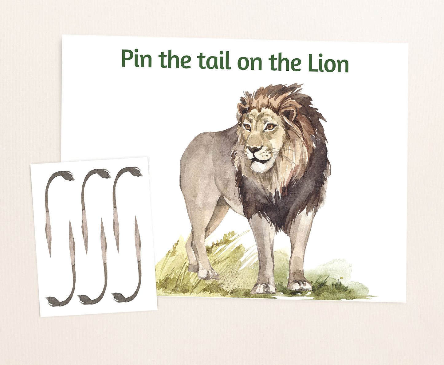 Pin The Tail On the Lion | Safari Birthday Party Game - 35I