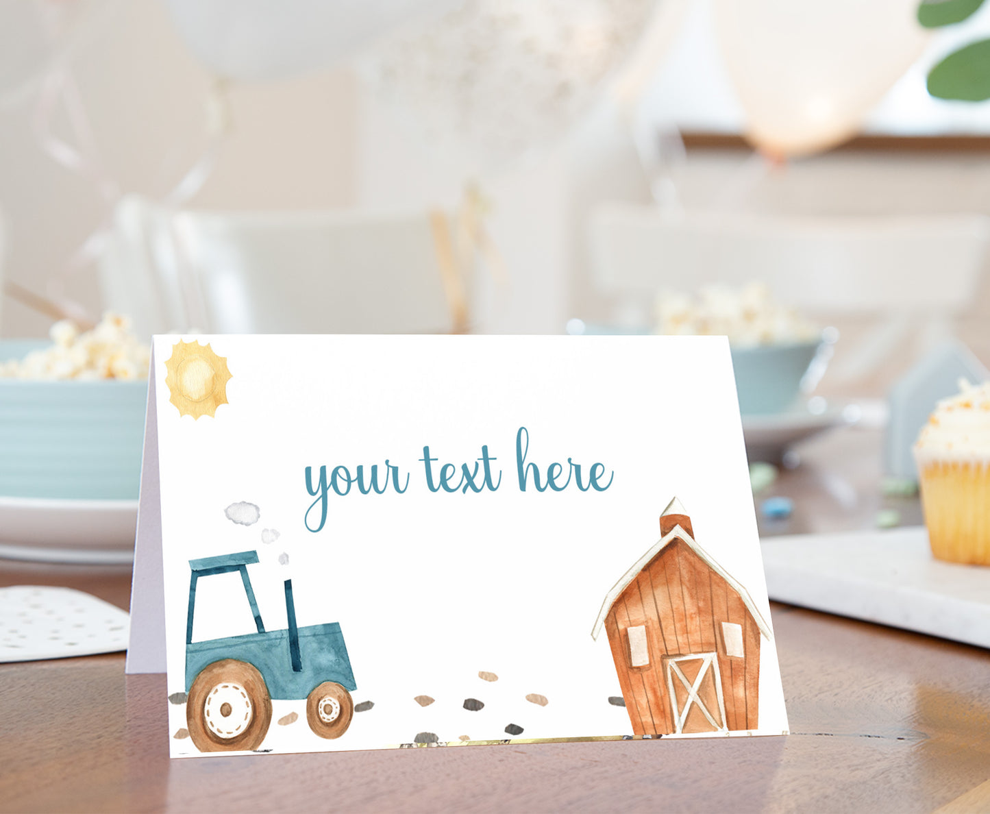 EDITABLE Tractor Place Cards |  Farm Party Food Labels - 11F
