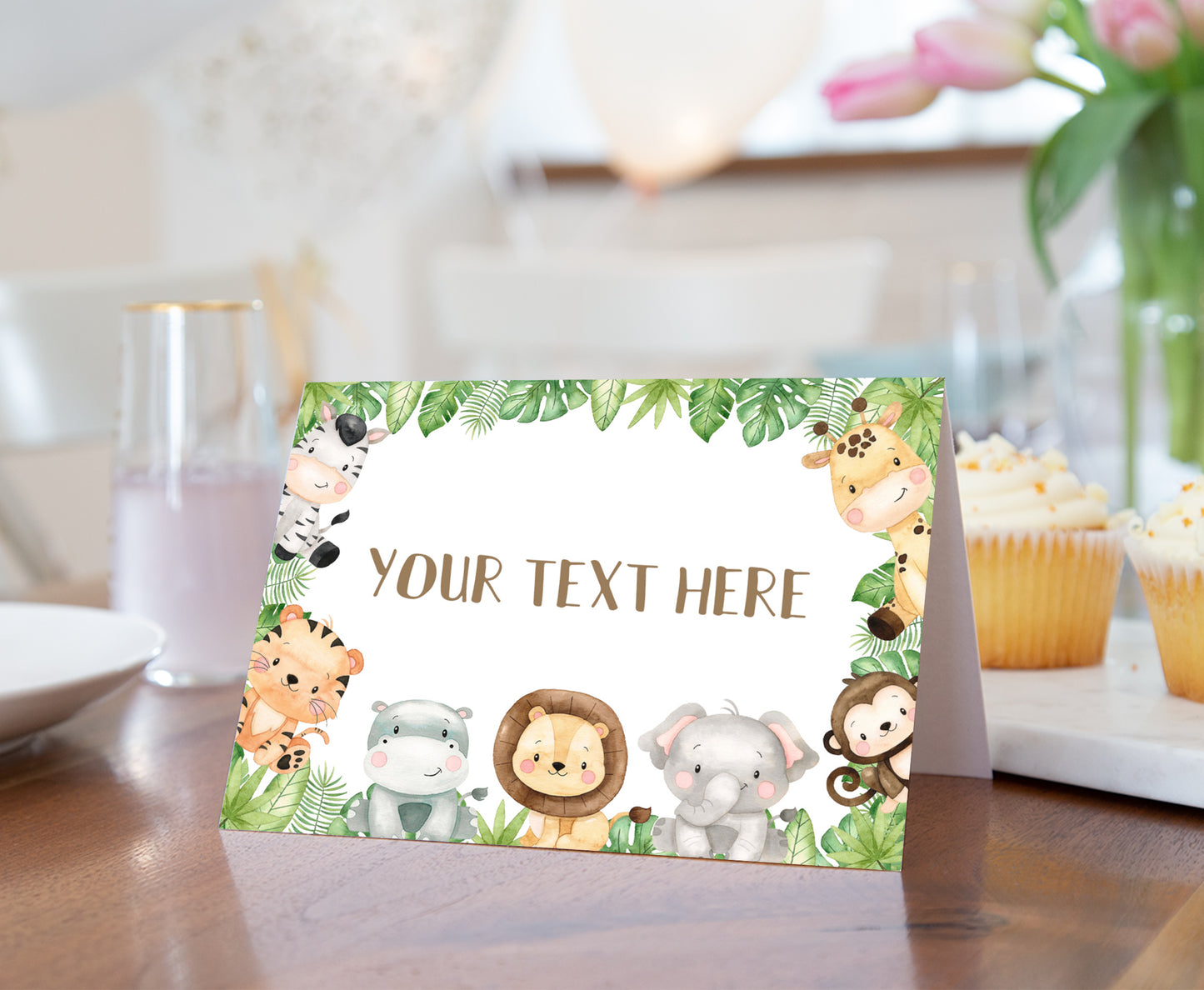 Safari Animals Place Cards | Editable Jungle Party Decorations - 35E
