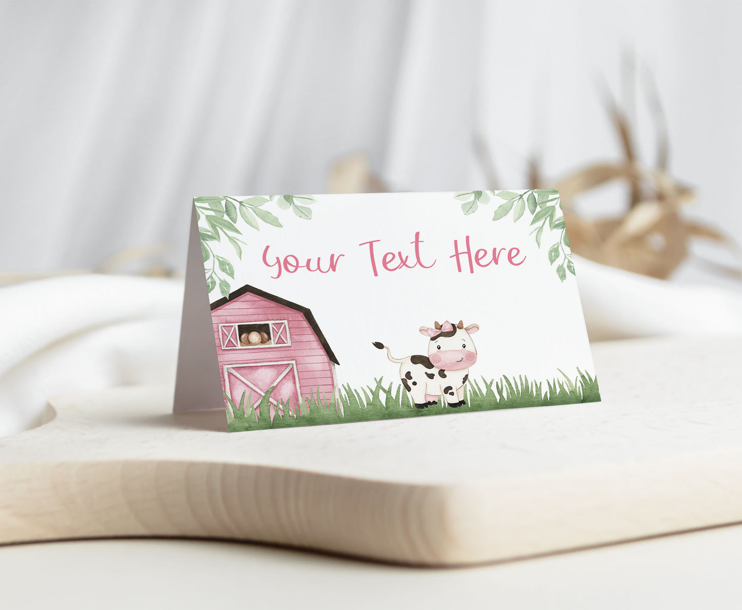 Girl Cow Place Cards | Farm Party Table Decorations - 11A